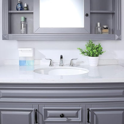 WOWOW 3 Hole Widespread Bathroom Faucet Chrome Bathroom Sink Faucets 2 Handle Bath Faucet 8 inch Vanity Faucet with Pop Up Drain Stopper Assembly Brass Mixer Taps for Bathroom Basin