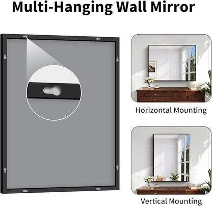 Koonmi Black Bathroom Mirror for Over Sink,Metal Framed 30"x40" Wall Mirror