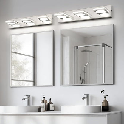 OKELI LED Modern Bathroom Vanity Light Fixtures (3-Light, 22-Inch), Brushed Nickel Acrylic Bathroom Wall Lighting Fixtures Over Mirror, 3CCT, ETL Listed, Dimmable