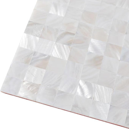 10-Sheet Solid Pure White Mother of Pearl Peel and Stick Backsplash Tiles | Shell Peel and Stick Wall Panels, 12×12" Waterproof Mosaic Tiles, Square Self-adhesive Backsplash for Kitchen, Bathroom