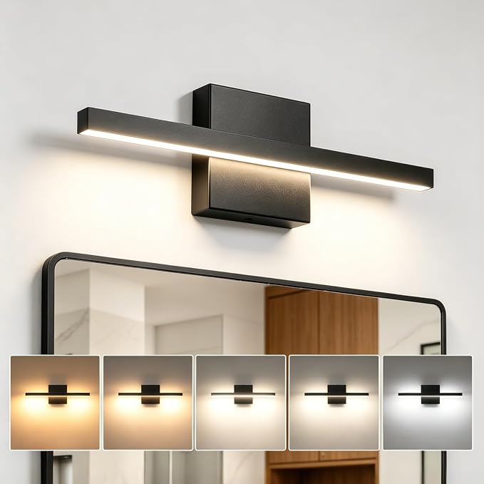 Epinl Bathroom Vanity Light Fixture 16 inch 5CCT Modern Bathroom Light Fixture Over Mirror 12W LED Light Bar Dimmable Wall Sconce Lighting Fixture for Bathroom Bedroom