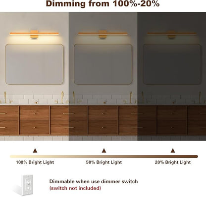 Joossnwell Bathroom Light Fixture Over Mirror Dimmable 5CCT Vanity Lights Bar 31.5 Inch Modern Bathroom Lighting Led Bath Vanity Light Gold and Black Mirror ETL Certificated