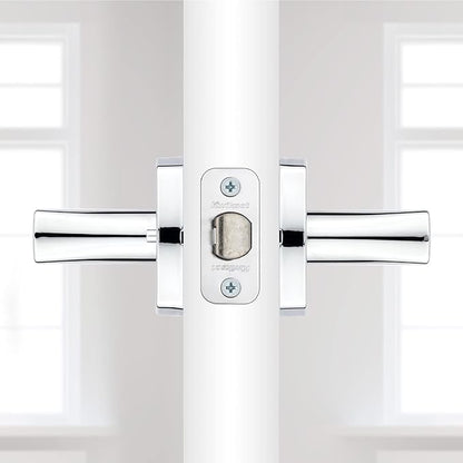 Kwikset Tripoli Lever Interior Privacy Door Handle with Lock, Door Lever For Bathroom and Bedroom, Polished Chrome Reversible Keyless Turn Lock