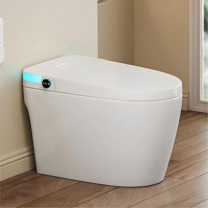 One Piece Smart Bidet Toilet, Wash & Dry, Foot Sensor Flush | Off Seat Auto Flush, Heated Seat, Instant Warm Water, Self Cleaning Wand, Adjustable Wash Settings, Pre Wet, Night Light