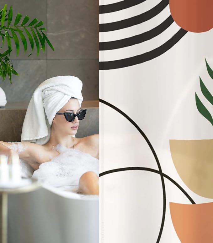 Shower Curtain for Bathroom Stall Boho Modern Cute Aesthetic Decorative Girly Waterproof Unique Art Elegant Girls Chic Print Design Teen Pretty Women Cortinas de Baño Bathtub 72 x72 Inch