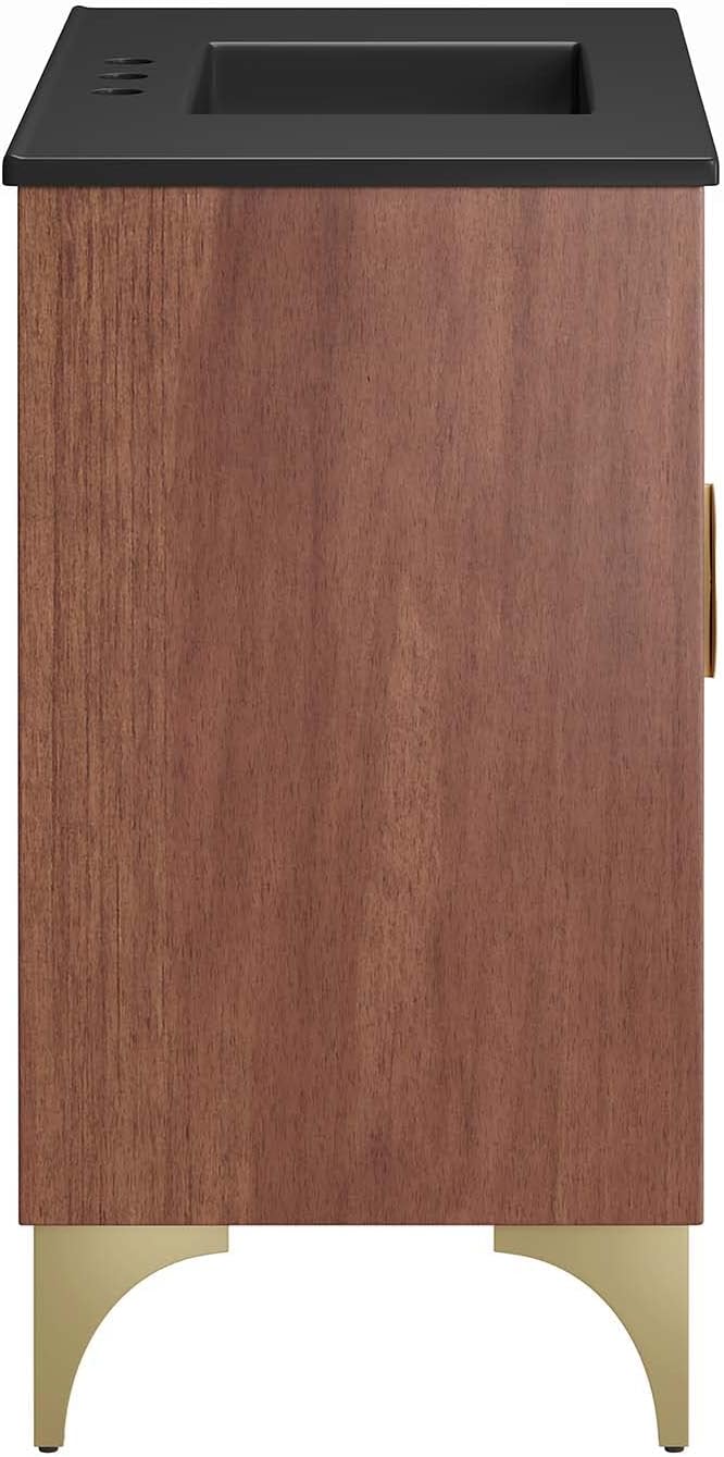 Modway Daylight Bathroom Vanity Cabinet with Ceramic Sink Basin, 36 Inch, Black Walnut