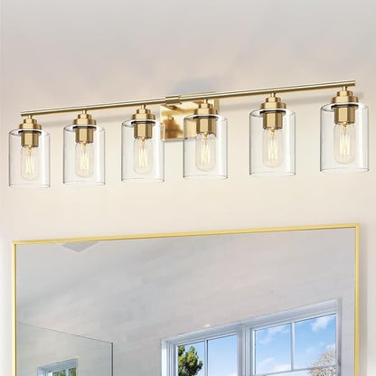 SKEJAO Bathroom Vanity Light Over Mirror,Bathroom Light Fixture Wall Sconce Lighting for Bedroom,Living Room (Gold, 6-Light)