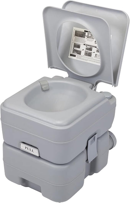 Generic Portable Push-rod Toilet, 20L/5.3 Gallons Detachable Tank for Camping, Boating, Hiking and Traveling, Cold Gray