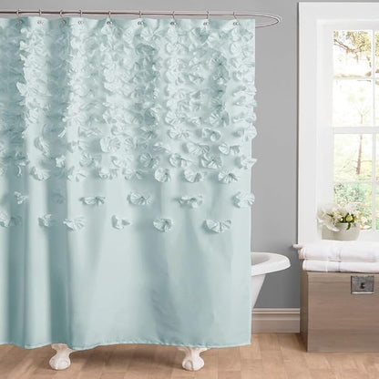 Lush Decor Lucia Shower Curtain 72" W x 72" L, Blush - Bathroom Curtain - Coquette Decor - Flower Shower Curtains - Pink Fabric Shower Curtains