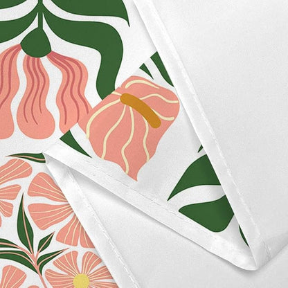 JAWO Retro Floral Shower Curtain Cute Vintage Boho Shower Curtains for Bathroom Decor Pink Green Botanical Geometric Groovy Aesthetic Abstract Flowers Pattern Shower Curtain Sets with Hooks, 60X70IN