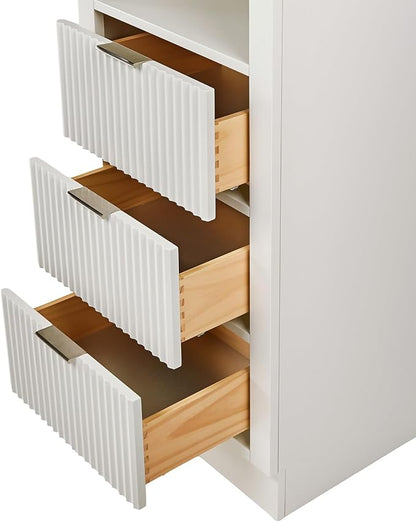 ARIEL Milan Bathroom Storage Cabinet 65”H x 20”W x 16”D Warm White