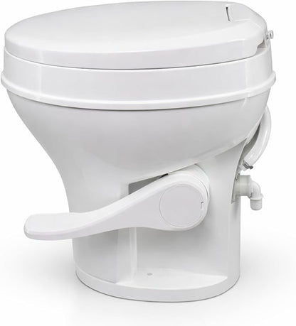 SEAFLO RV Toilet – 18.4" Residential Height, Gravity Flush Foot Pedal, 4-Year Warranty, Fits Most RVs (9.5" Rough-In), Soft Close Seat, 2-Bolt Mount, for Camper Travel Trailer Motorhome SFRTPH-01-01