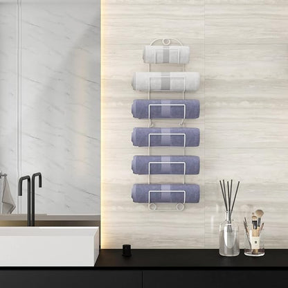 Towel Racks for Bathroom Wall Mounted Metal Wine Rack Towel Shelf Towel Holder for Bath White