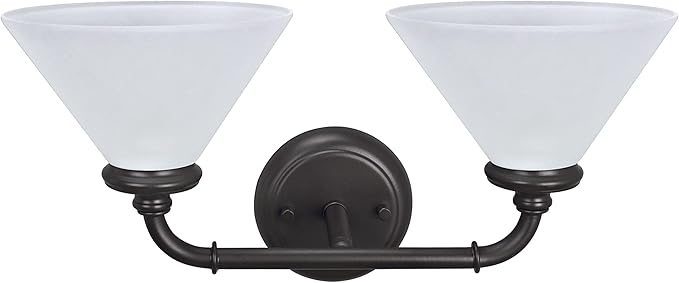 Aspen Creative 62146, Two Metal Bathroom Light Fixture, 6-1/2" Wide, Transitional Design in Oil Rubbed Bronze with Frosted Glass Shade Vanity Wall