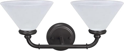 Aspen Creative 62146, Two Metal Bathroom Light Fixture, 6-1/2" Wide, Transitional Design in Oil Rubbed Bronze with Frosted Glass Shade Vanity Wall