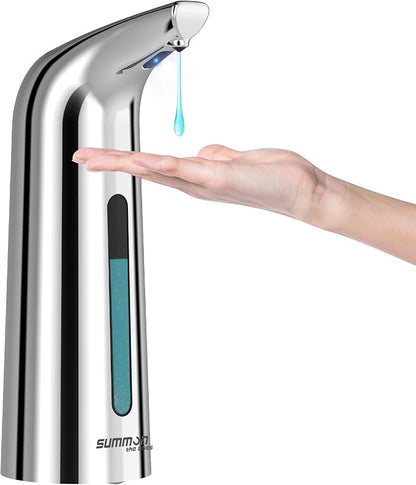 Automatic Liquid Soap Dispenser, 4-Level,13.5oz Touchless | Plastic,400ml Silver Electric Battery Operated Hand & Dish Countertop Soap Dispensers with Sensor for Bathroom,Kitchen Sink