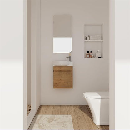 Henf 17'' Wall Mounted Bathroom Vanity Sink Combo for Small Space, Modern Bathroom Vanity Set with Ceramic Sink Top, Hanging Garage Vanities Compact Floating Small Cabinet for Bath Room