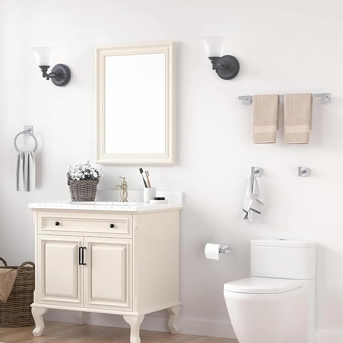 Brushed Nickel Bathroom Hardware Accessories Towel Bar Set, 10 Pieces Bathroom Towel Bar Holder Set, 23.6 Inch Stainless Steel Toilet Paper Holder Towel Racks for Bathroom Wall Mounted