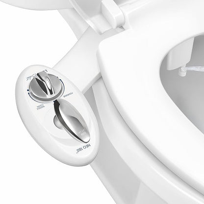 LUXE Bidet NEO 180 - Non-Electric Bidet Attachment for Toilet Seat, White | Dual Nozzle, Self-Cleaning, Adjustable Water Pressure, Rear & Feminine Wash, with Lever Control