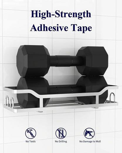Kitsure Shower Caddy, Adhesive Shower Organizer, X-Large, Silver | Stainless Steel Shelf for Inside Shower, No Drill Bathroom Organizers and Storage, Home Decor Accessories