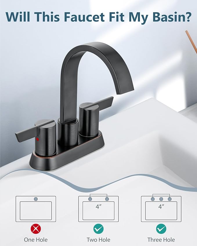 Aolemi Bathroom Faucets for Sink 3 Hole,4 Inch Centerset Waterfall Faucet 2 Handle for Bathroom Sink with Pop-Up Drain and Supply Lines Oil Rubbed Bronze