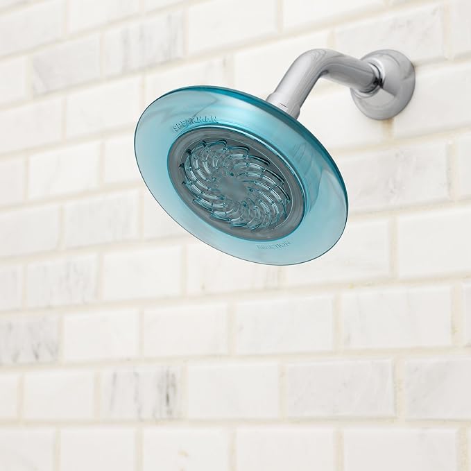 Speakman S-4000-E15 Reaction Fixed Low-Flow Shower Head for Stylish Bathroom Dcor, 1.5 GPM, Clear Dusk Blue