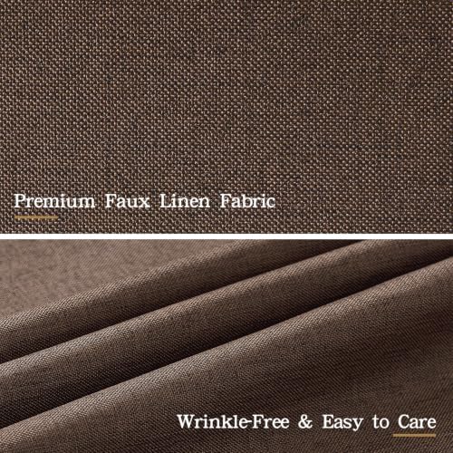 Furlinic Scalloped Shower Curtain No Hook Linen Brown 72x96 Long Waterproof