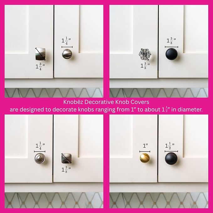 Knobēz 12pk Skull Decorative Cabinet Knob Covers - Spooky Halloween Decor | Stretchy Gothic hardware protectors fit 1 to 1.5 in round or square knobs for instant kitchen and bathroom seasonal style