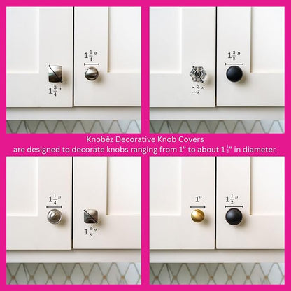 Knobēz 12pk Skull Decorative Cabinet Knob Covers - Spooky Halloween Decor | Stretchy Gothic hardware protectors fit 1 to 1.5 in round or square knobs for instant kitchen and bathroom seasonal style