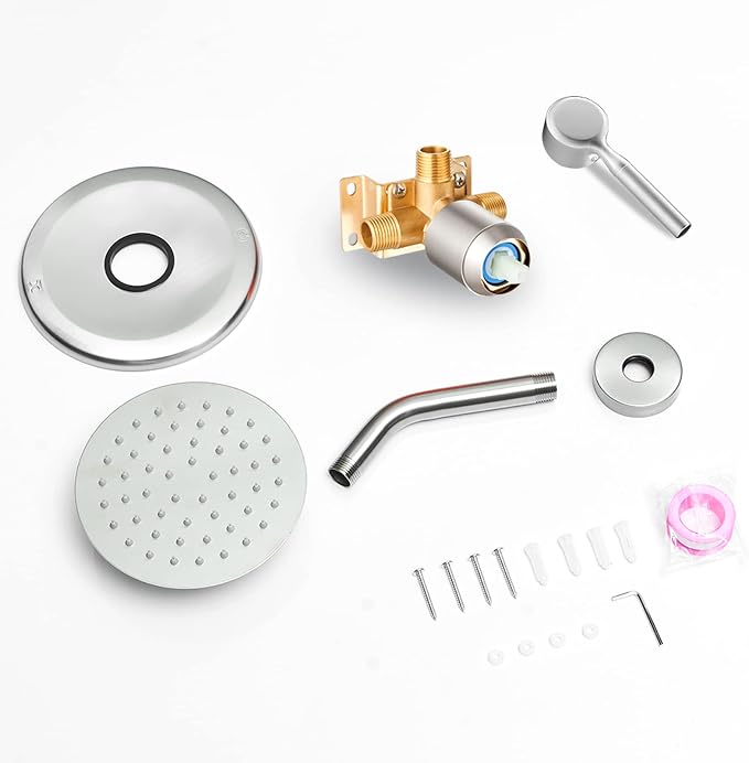 Shower Head And Faucet Set Complete With 6 Inch High Pressure Rain Shower Head Brushed Nickel Shower Fixtures With Valve Trim kit Regaderas Para bBaño Modernas