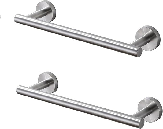 SEIDO Anti-Dropping Towel Bar with 6.7" Usable Length, Stainless Steel Towel Bar for Bathroom Wall, Double Locking Design Hand Towel Holder, Brushed Nickel, 9 Inch, 2pc