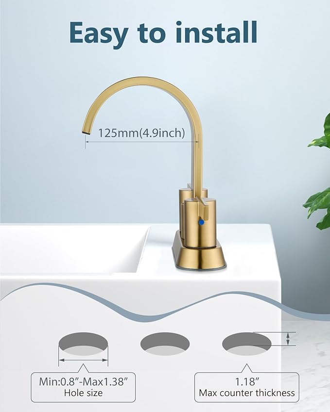 Aolemi Bathroom Faucets for Sink 3 Hole,4 Inch Centerset Waterfall Faucet 2 Handle for Bathroom Sink with Pop-Up Drain and Supply Lines Brush Gold