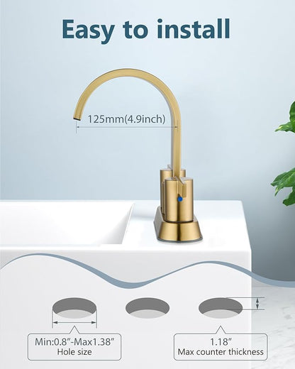 Aolemi Bathroom Faucets for Sink 3 Hole,4 Inch Centerset Waterfall Faucet 2 Handle for Bathroom Sink with Pop-Up Drain and Supply Lines Brush Gold