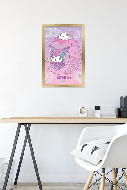 Trends International Hello Kitty and Friends: 24 Dreamland - Kuromi Wall Poster, 22.4L x 14.7W, Gold Framed Version