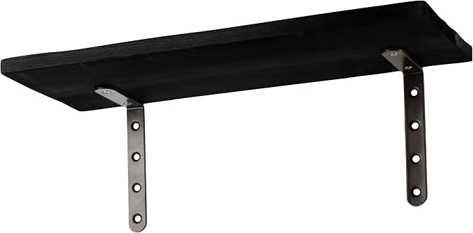Lavish Home Floating Shelves - Set of 6 Shelves for Living Room, Kitchen, Bedroom, or Bathroom Decor - Wood Floating Shelves for Wall - Farmhouse Wall Décor (Black)