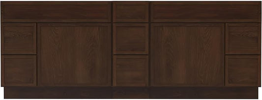 HomeBeyond 84 Inches Bathroom Vanity Base Cabinet Without Sink, Double Sink Top with Door & Soft Closing Drawers, Sturdy Floor Mounted Cabinet 2-Door 7-Drawer, Brown