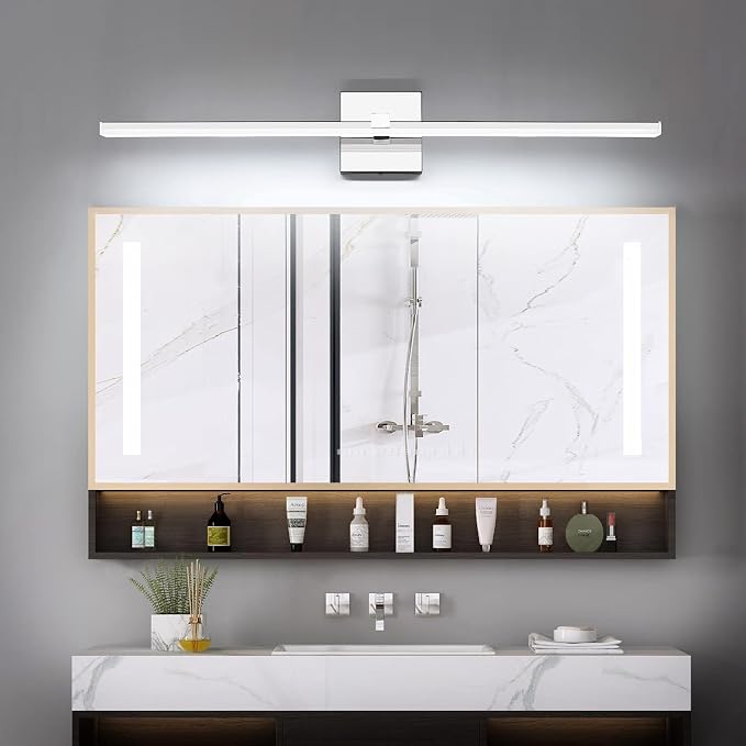 30 inch Chrome Bathroom Vanity Lights Modern Bathroom Wall Lighting Fixtures 22W LED Vanity Light Bar for Bath