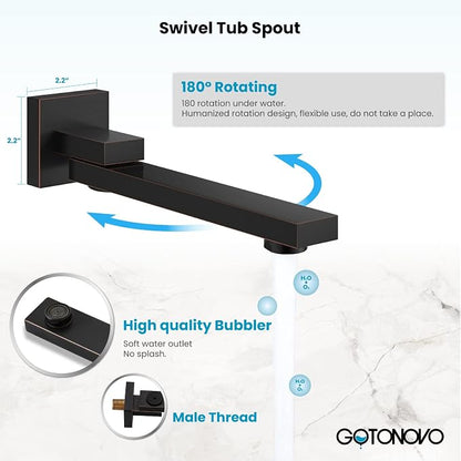 gotonovo Tub Shower Faucet Set with Valve Kit 10’’ Head,Oil Rubbed Bronze | Shower System with Tub Spout,SUS304 Rain Head with Handheld Sprayer,Swivel Spout,All Metal,Rough-In Valve Trim Kit,Wall Mount