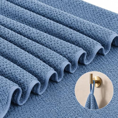 MaopaoBeauty Bath Towels for Bathroom Towel Set Shower Towels Bath Towels Set of 4 (1 Bath Towel, 1 Hair Towel, 1 Hand Towel, 1 Washcloth),Soft and Absorbent (Blue)