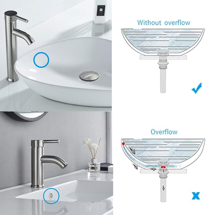 Bathroom Sink Drain Without Overflow Vessel Sink Lavatory Vanity Pop Up Drain Stopper, Brushed Nickel