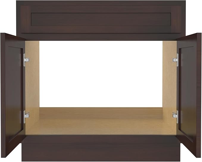 Vanity Art 30 Inch Double Shutter Door Bathroom Vanity Base Cabinet with Soft Closing Shaker Drawer, Strudy Floor Mount Storage Cabinet Organizer for Bedroom, Living Room, Kitchen, VA4030-B