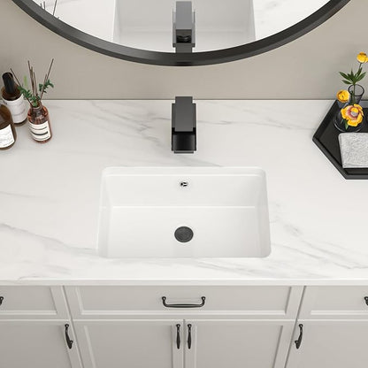 Bathroom Vessel Sink 18" x 12" Rectangle Vessel Sink With Faucet And Drain Combo Bowl Sink Bathroom Vessel Sinks Countertop Rectangular White Farmhouse Lavatory Vanity Sink Basin