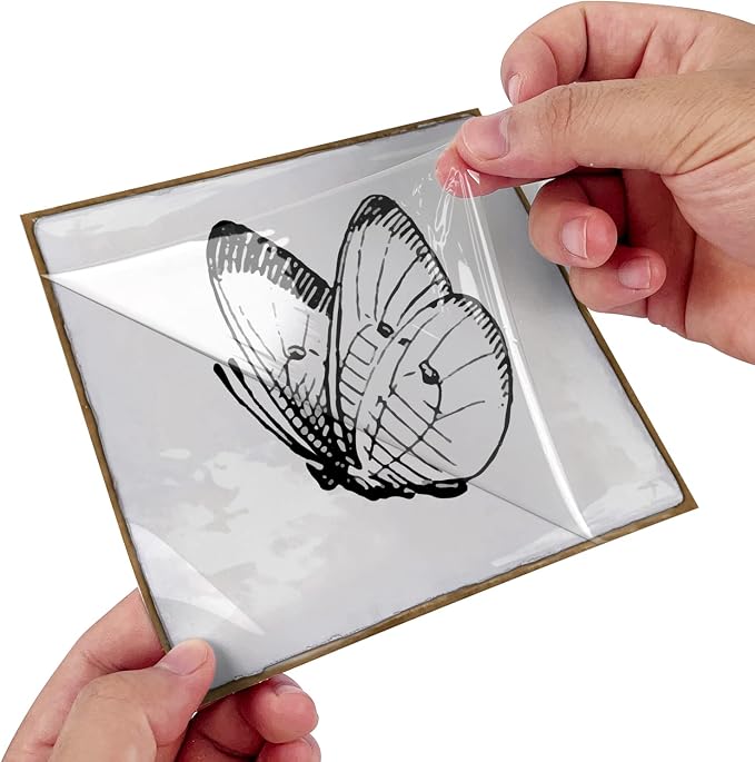 Alwayspon Vinyl Sticker Peel and Stick, Self-Adhesive Wall Tile Transfers Backsplash Sticker Decal for Kitchen Bathroom, 6x6inch/15x15cm 30Pcs, Butterfly T036