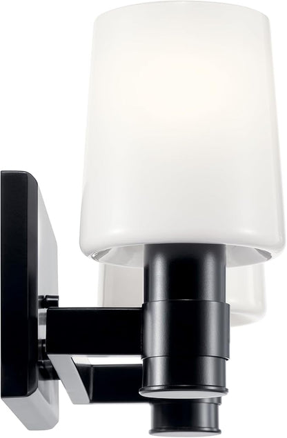 Kichler Adani 2-Light Vanity, Modern Light with Opal Glass in Black, Bathroom or Powder Room (8.25" x 14.5"), 55175BK