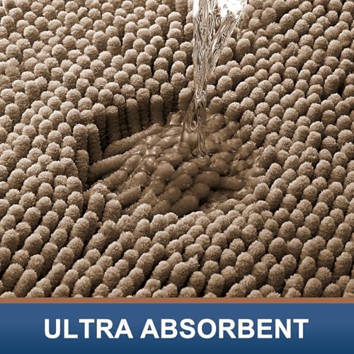 Smiry Bathroom Rugs 24X16, Luxury Chenille Extra Soft Absorbent Bath Mat