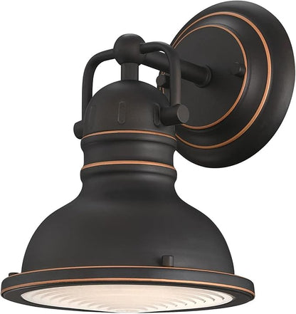 Westinghouse 6116100 Boswell Vintage-Style One-Light Indoor Wall Light Fixture, Oil Rubbed Bronze Finish with Highlights, Frosted Prismatic Acrylic Lens