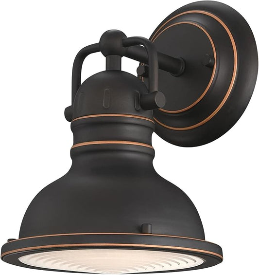 Westinghouse 6116100 Boswell Vintage-Style One-Light Indoor Wall Light Fixture, Oil Rubbed Bronze Finish with Highlights, Frosted Prismatic Acrylic Lens