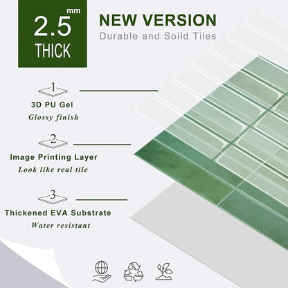 STICKGOO 10-Sheet Peel and Stick Backsplash Tile, Self Adhesive Vinyl Wall Tiles, Stick on Backsplash for Kitchen and Bathroom(Thicker Design)