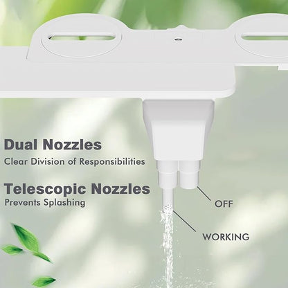 Bidet Attachment for Toilet - Non-Electric Self-Cleaning Dual Nozzles (Feminine & Rear Wash), Adjustable Water Pressure Control, Fresh Cold Water Sprayer
