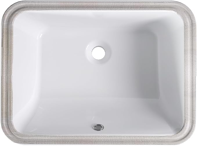 GAOMON Undermount Bathroom Sink, Rectangular 20"x15" Vessel Sink White Ceramic Lavatory Vanity Vessel Sink with Overflow - white